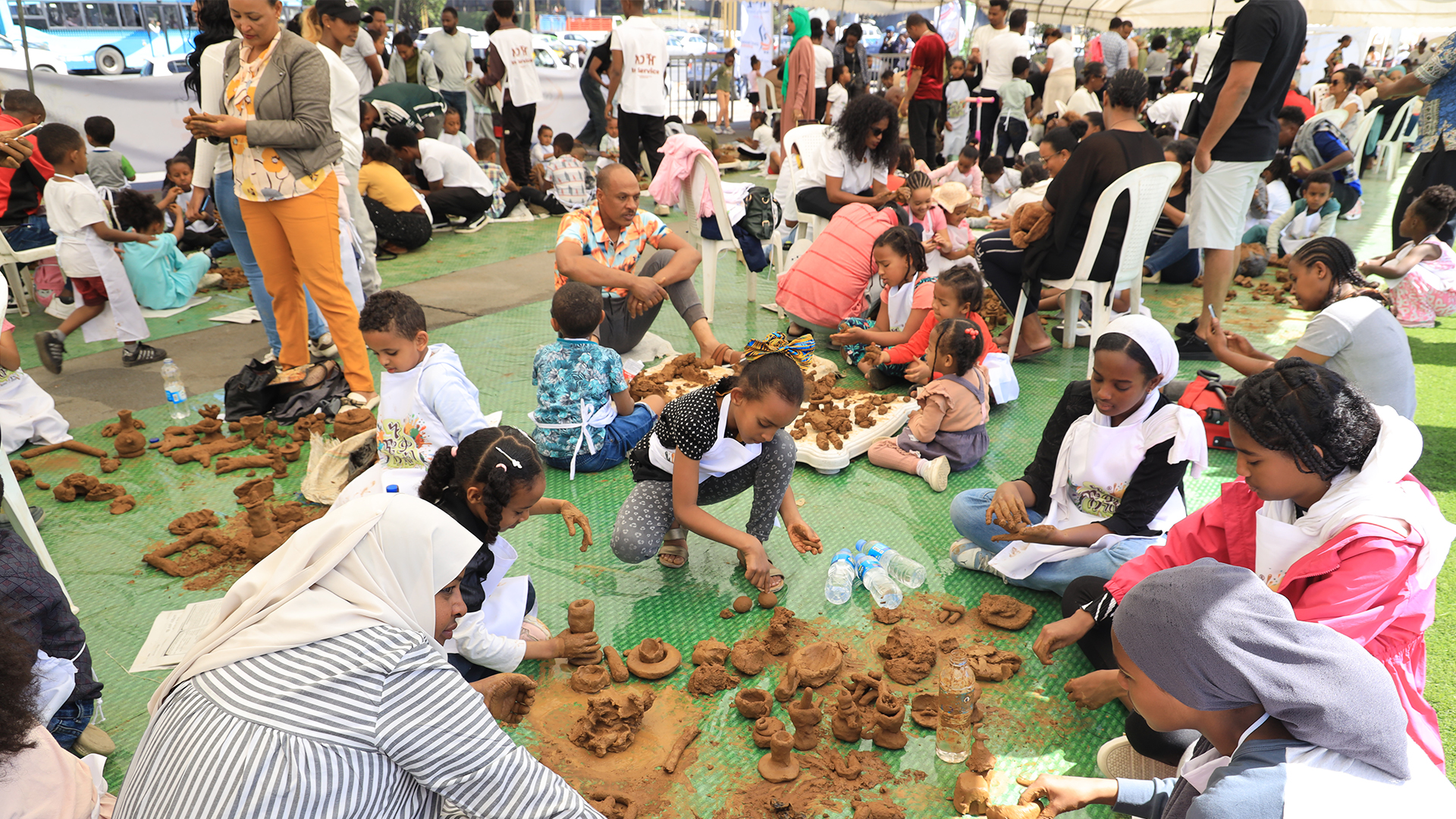 Families and children enjoying activities together